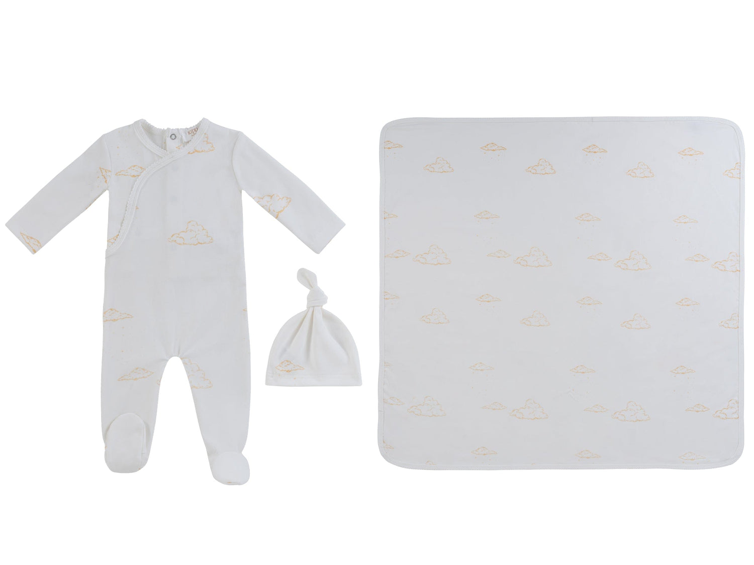 KIPP Collection Wrap Footie Three Piece Gift Set with Cloud Detail for Newborns by KIPP™ Collection at Everetts Place
