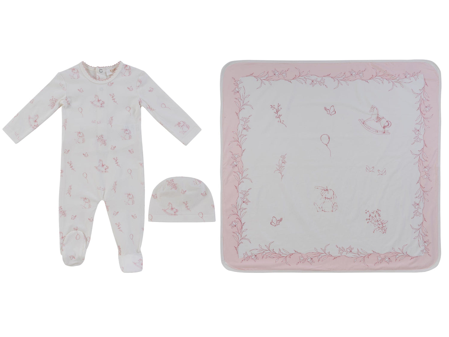 Toile Footie 3PC Set - Pink - Clothing, Hat | Everetts Place