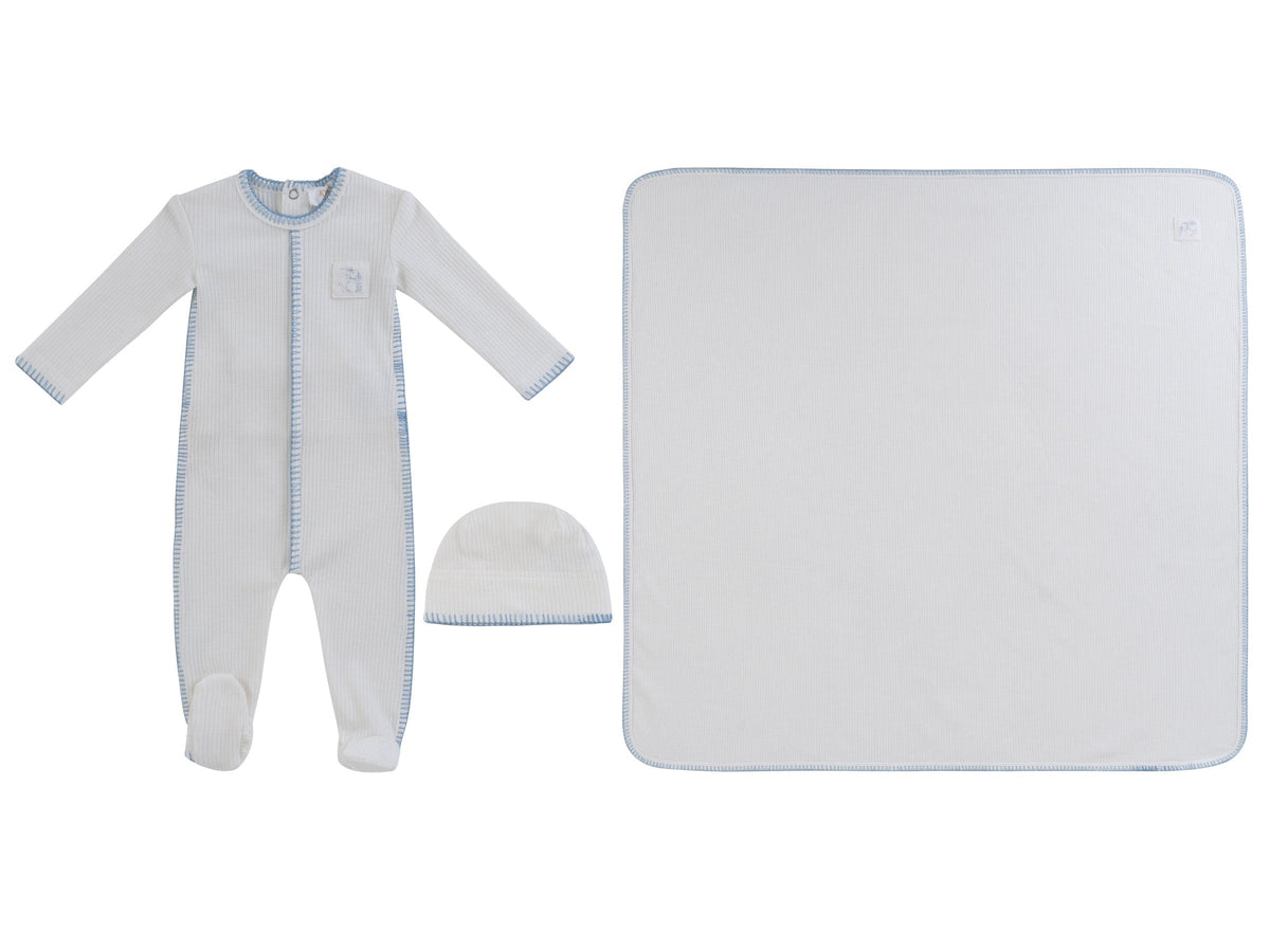 KIPP Collection Ribbed Baby Footie 3Piece Set With Patch Detail And Matching Hat by KIPP™ Collection at Everetts Place