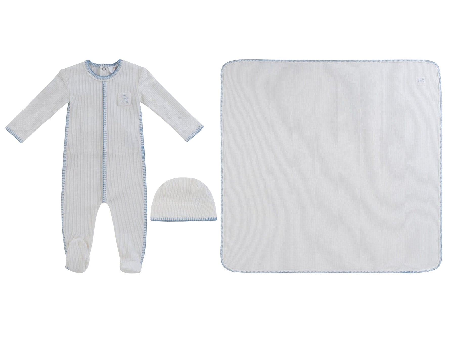 KIPP Collection Ribbed Baby Footie 3Piece Set With Patch Detail And Matching Hat by KIPP™ Collection at Everetts Place