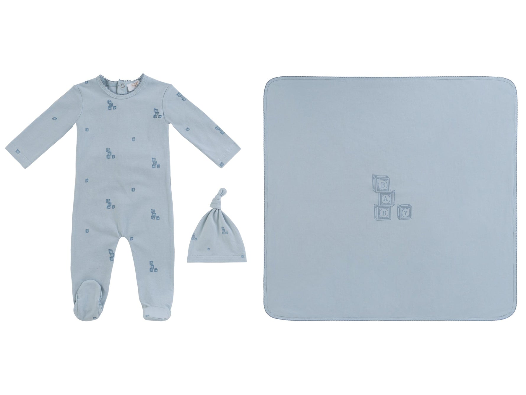 Baby Blocks Footie 3PC Set - Blue - Clothing, Hat | Everetts Place