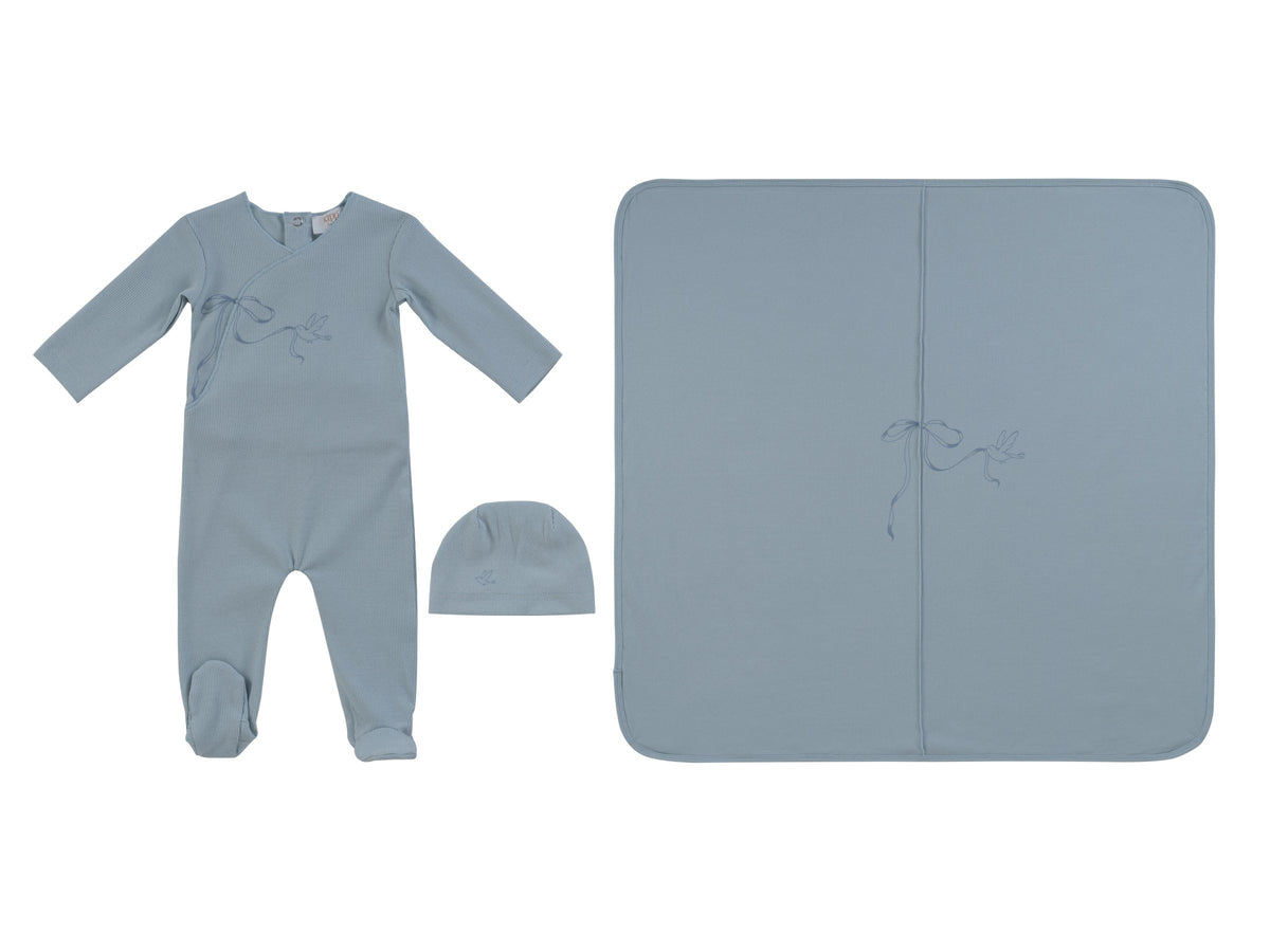 Flutter Bow Footie 3PC Set - Blue - Clothing, Hat | Everetts Place