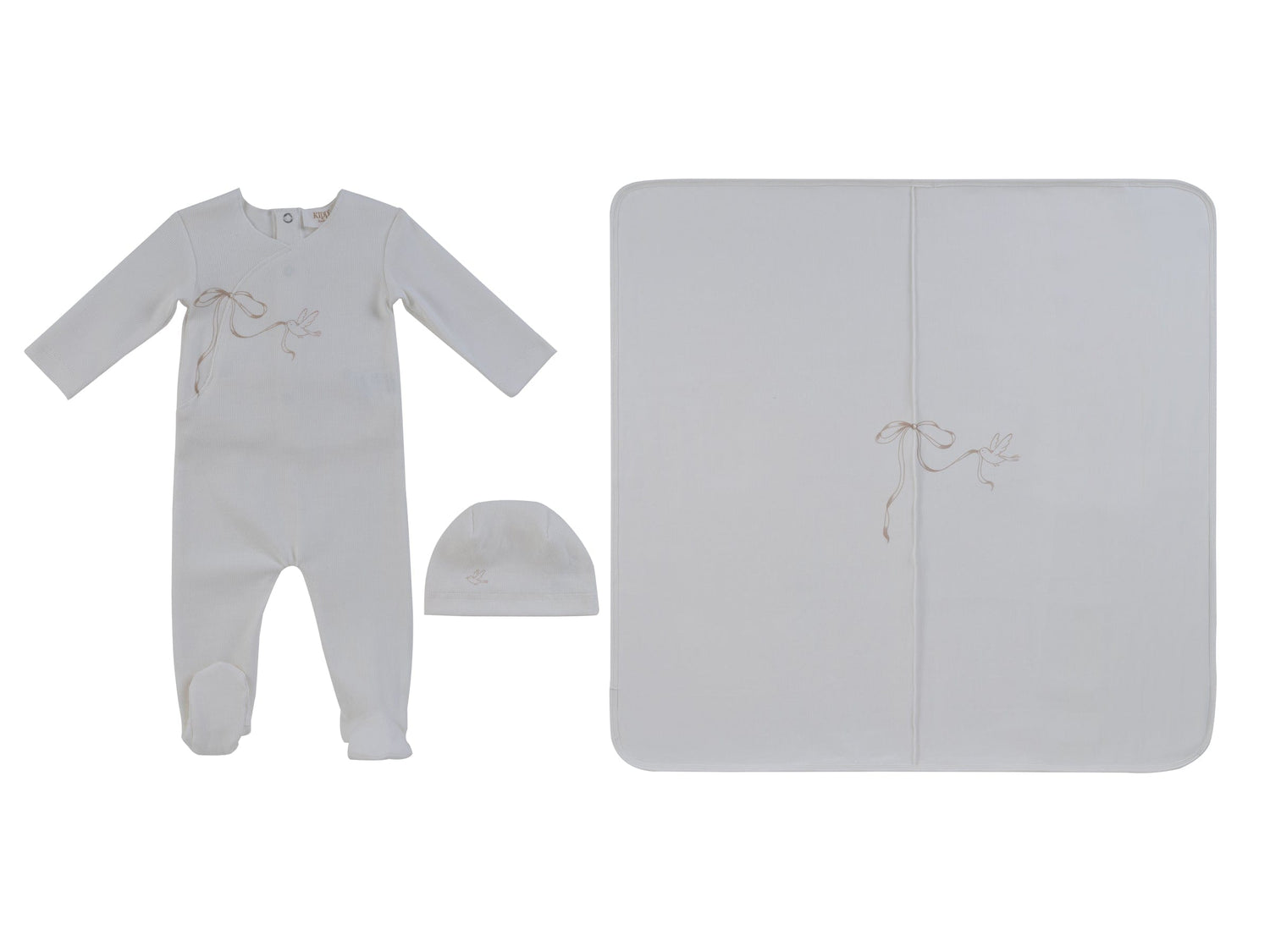 Flutter Bow Footie 3PC Set - Natural - Clothing, Hat | Everetts Place