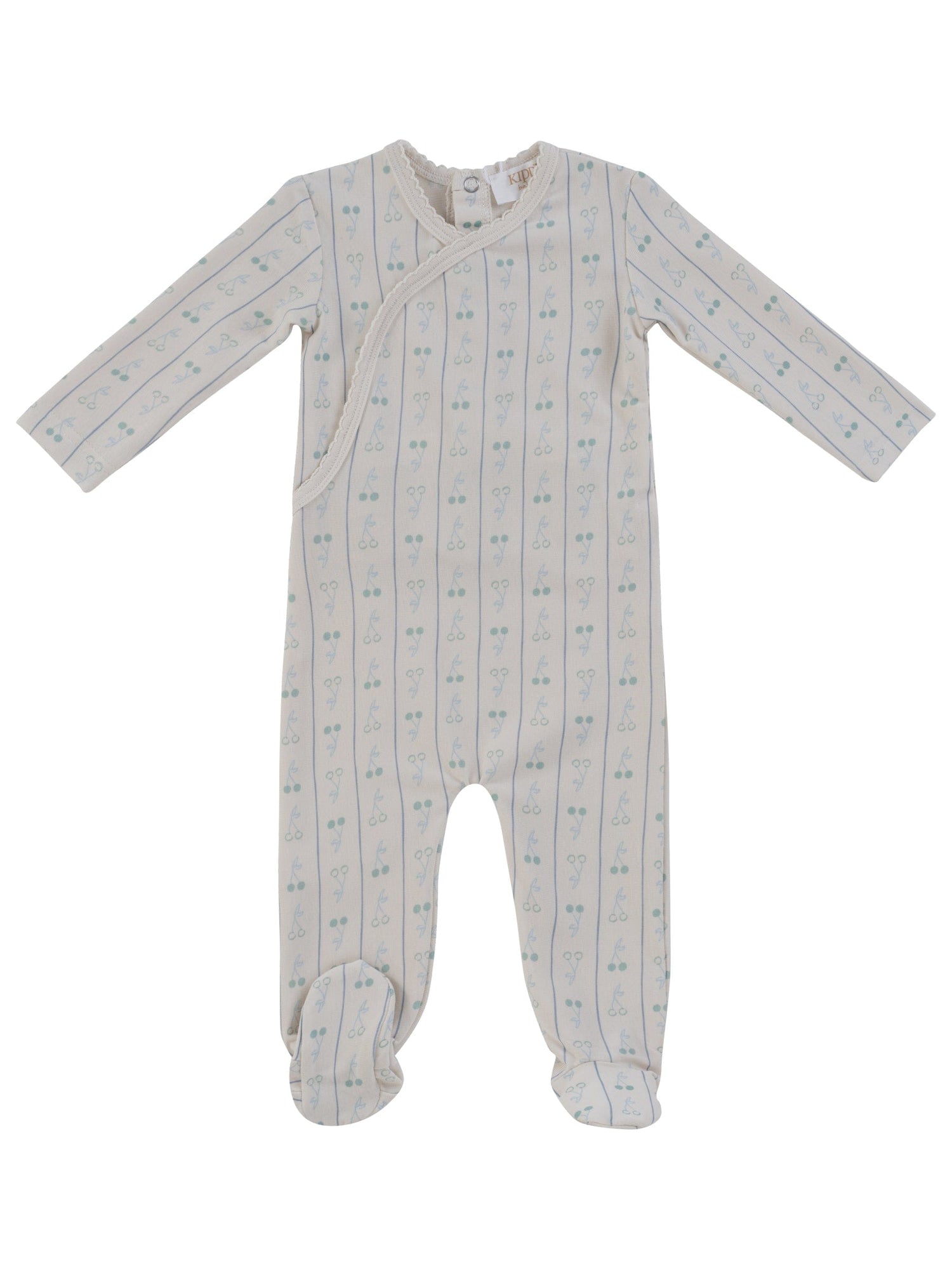 KIPP Collection Long Sleeve Baby Onesie With Wrap And Cherry Graphic For Babies