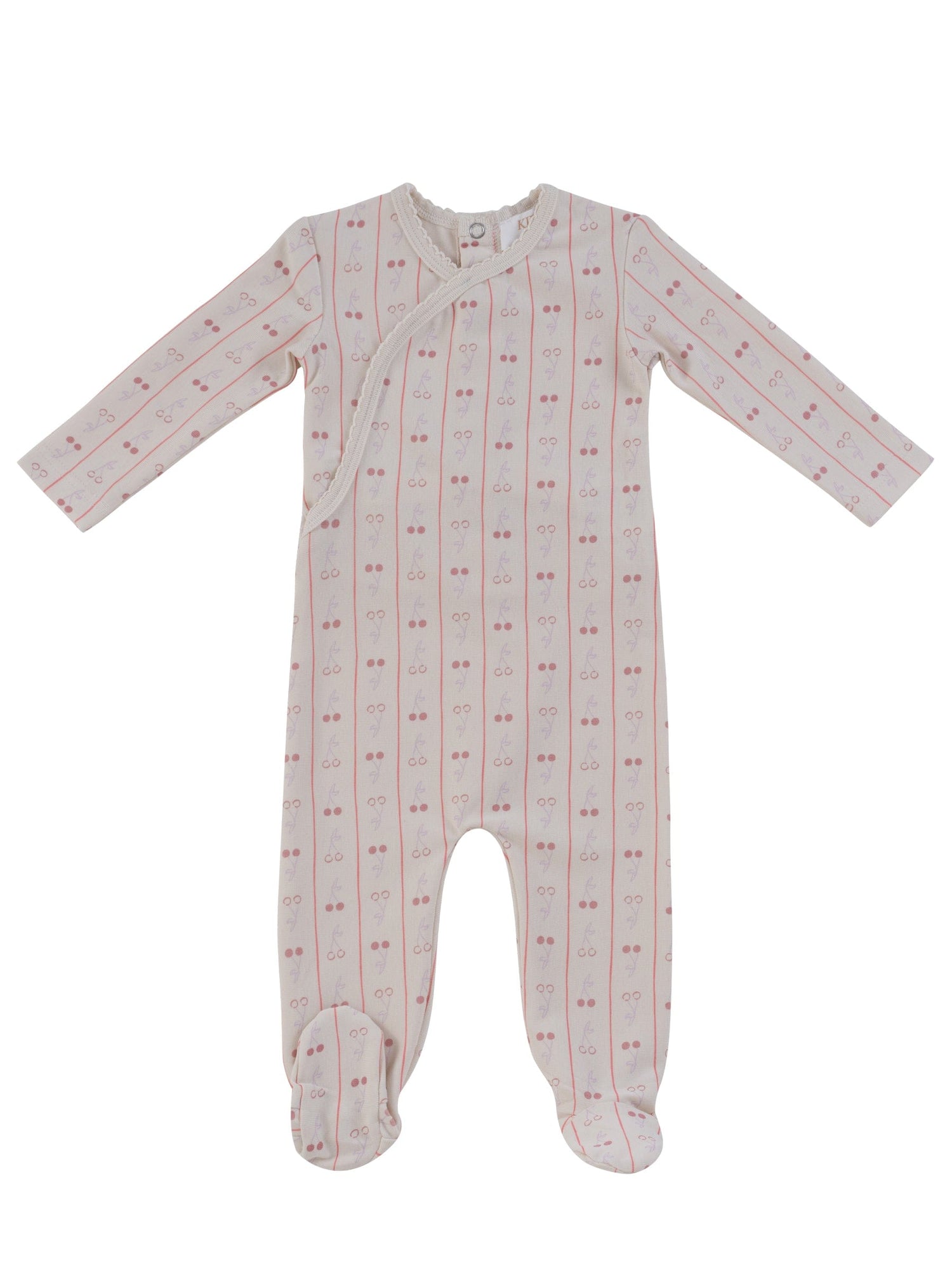 KIPP Collection Baby Onesie With Wrap Design And Cherry Graphic For Infants