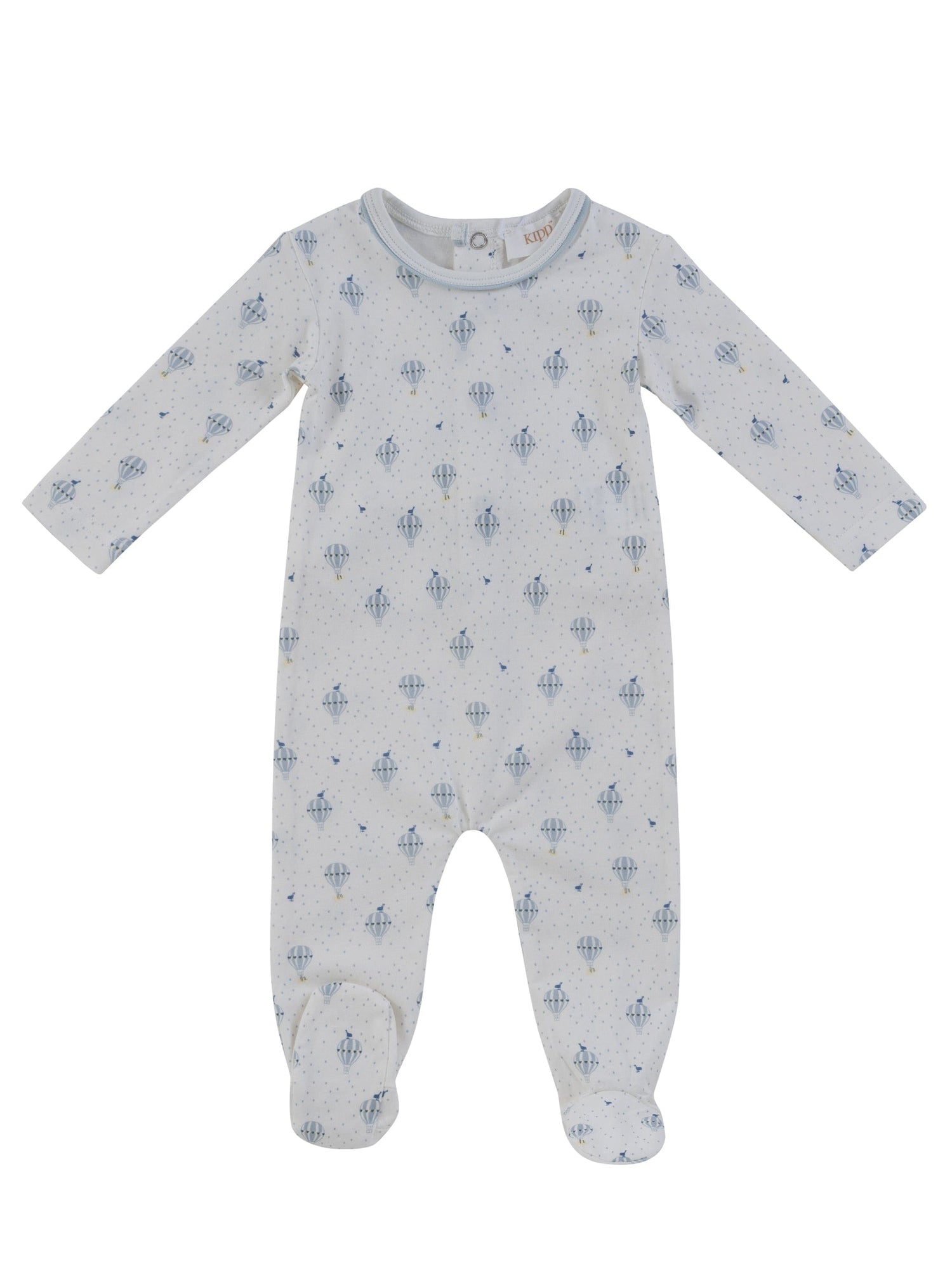 KIPP Collection Footie Long Sleeve Hot Air Balloon Print in Blue for Babies