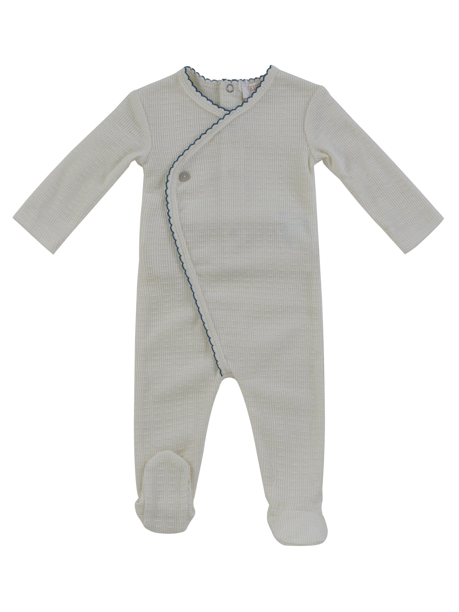 KIPP Collection Baby Onesie With Wrap And Button Detail For Newborns Navy