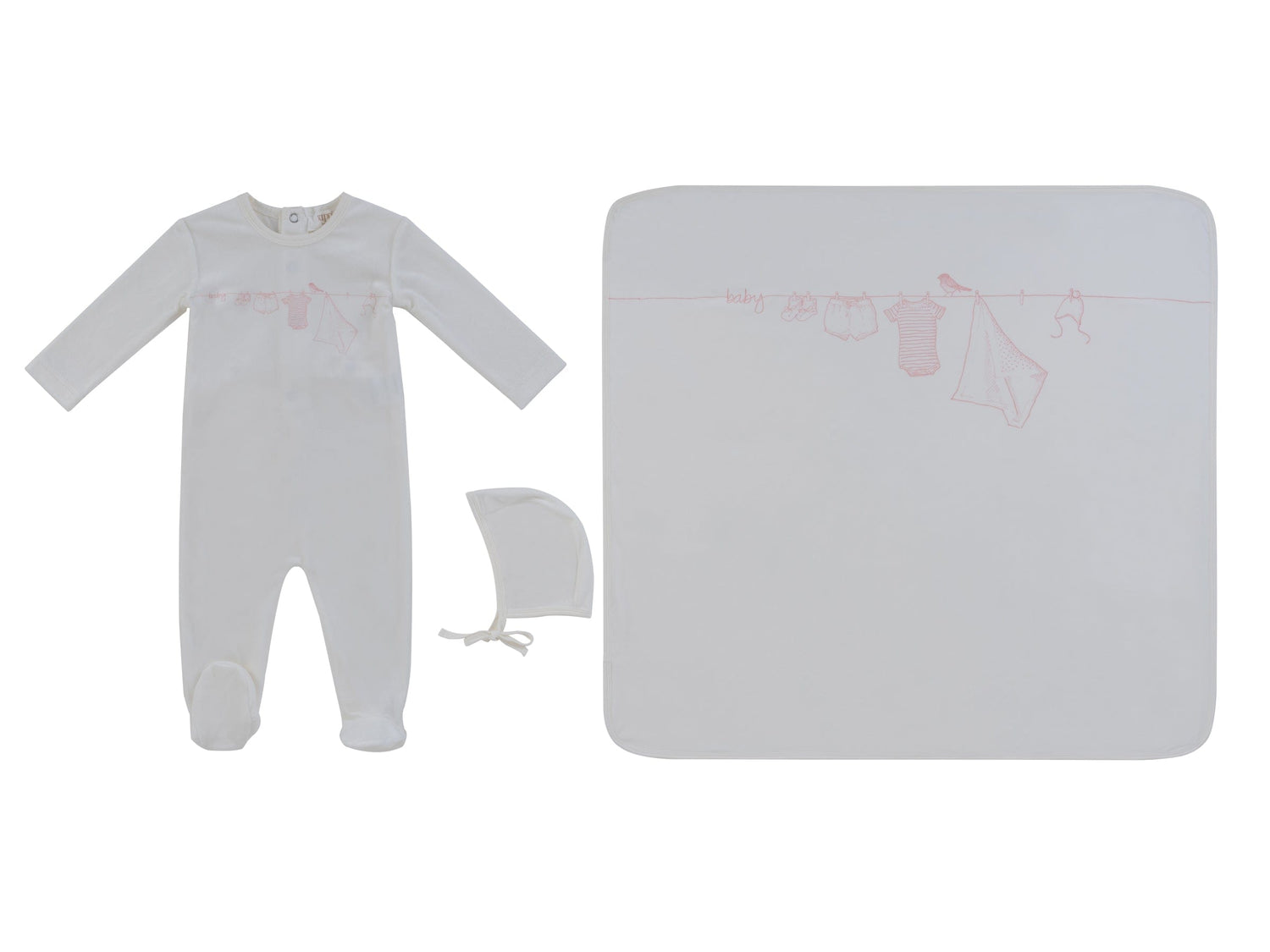 KIPP Collection Velour Baby Gift Set With Clothesline Detail For Newborns by KIPP™ Collection at Everetts Place
