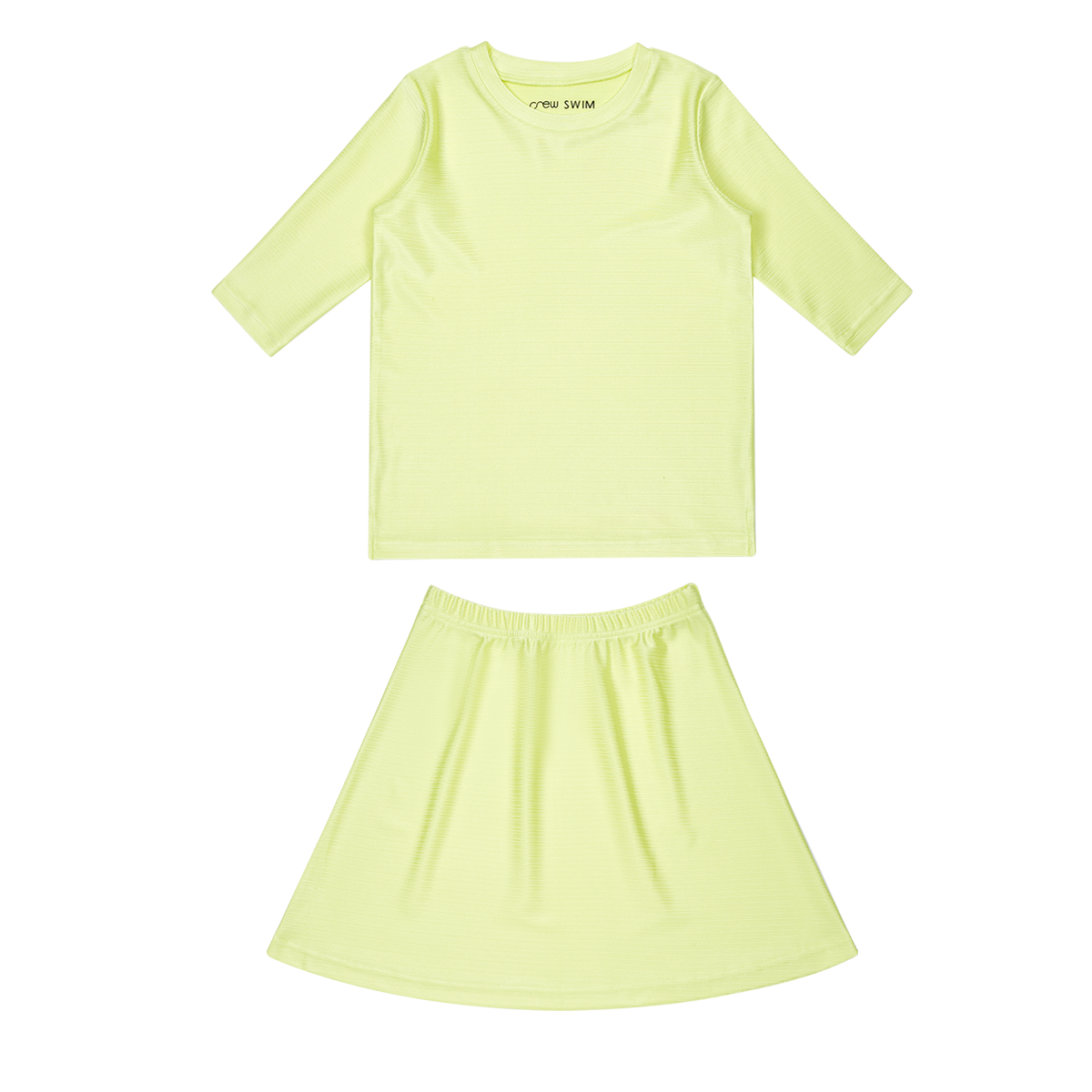 Sorbet Lemon Girls Swim Set Three Quarter Sleeve Shirt And Elastic Waist Skirt