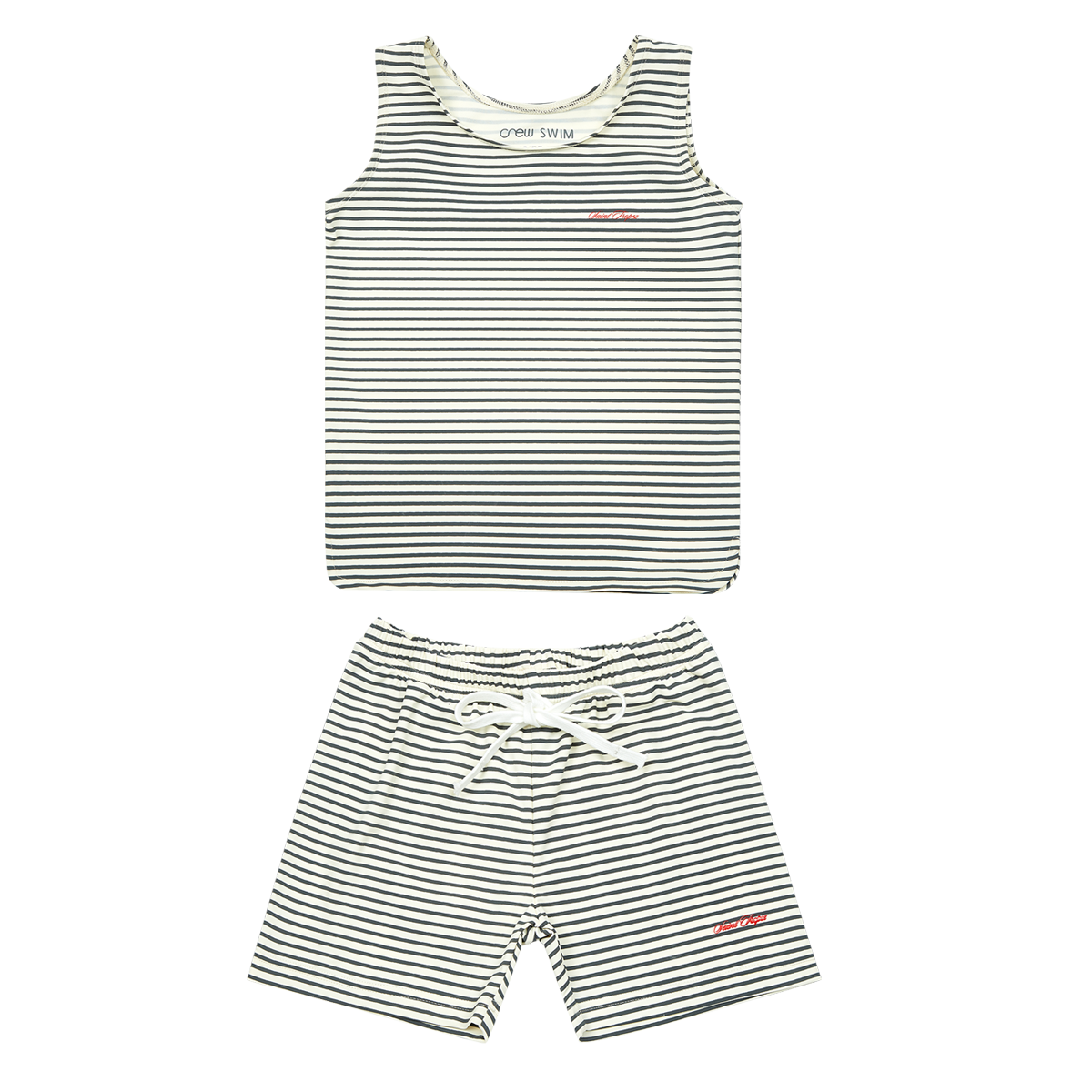 Nautical Boy Swim Set Navy Sleeveless Tank Drawstring Shorts