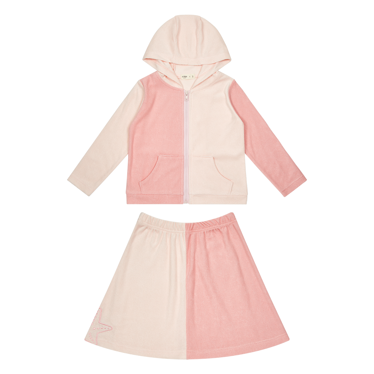 Sorbet Beach Terry Set Pink Hooded Jacket and Skirt for Girls