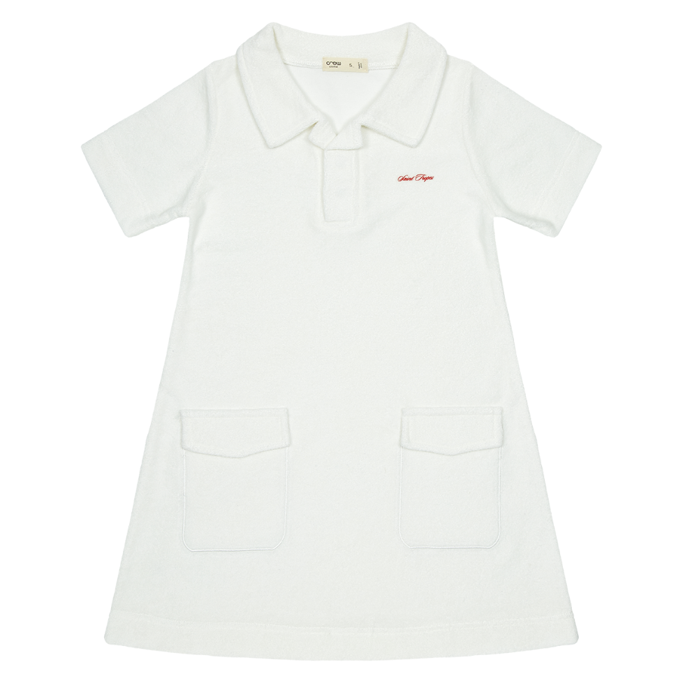 Nautical Terry Short Dress For Girls White With Graphic Detail Swimwear