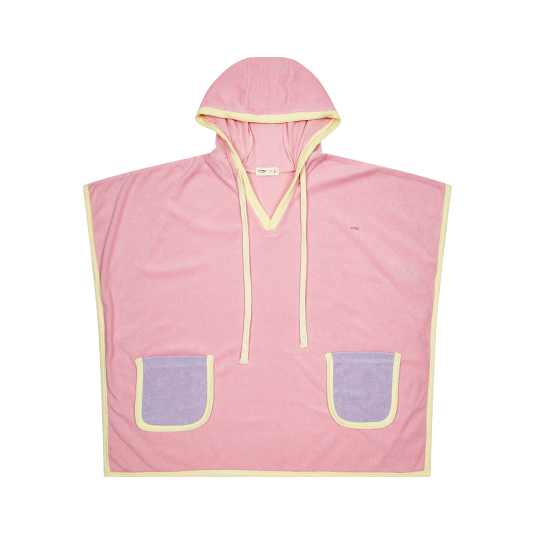 Colorblock Terry Poncho Hooded Swim Cover Up for Kids Pink