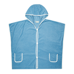 Pier 13 Piped Terry Poncho - Blue - Hood, Linens, Sleeveless shirt, Outerwear | Everetts Place