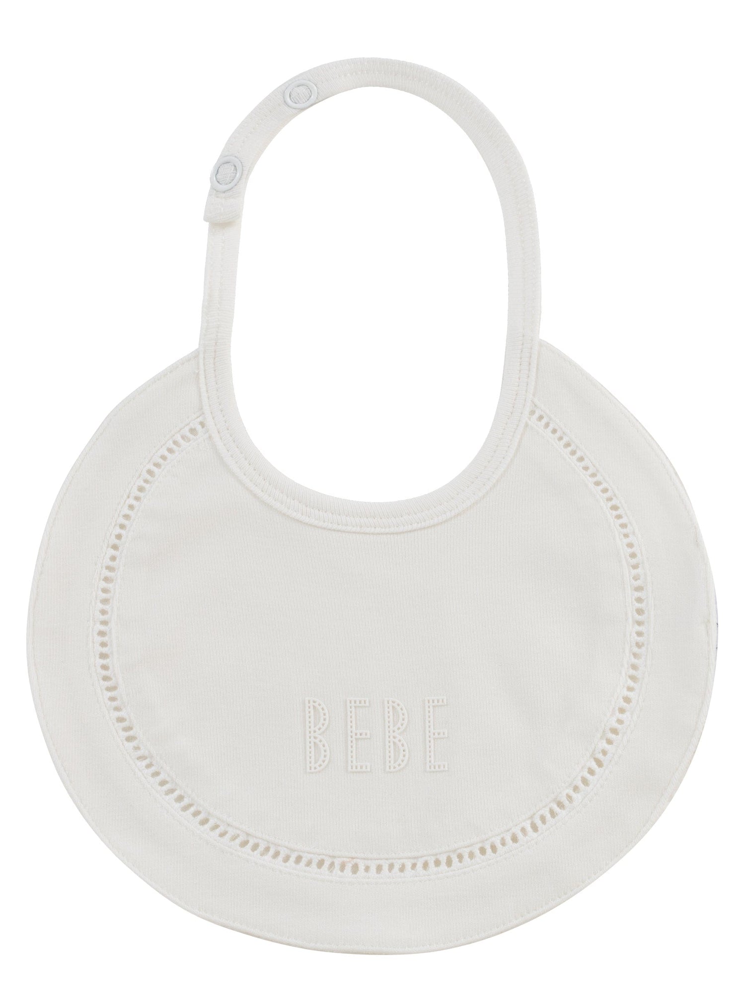 KIPP Collection Baby Bib With BEBE Embroidery Detail And Snap Closure For Babies