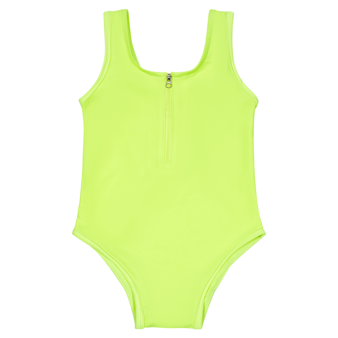 Mesh Neon Swimsuit Yellow For Kids With Front Zipper One Piece