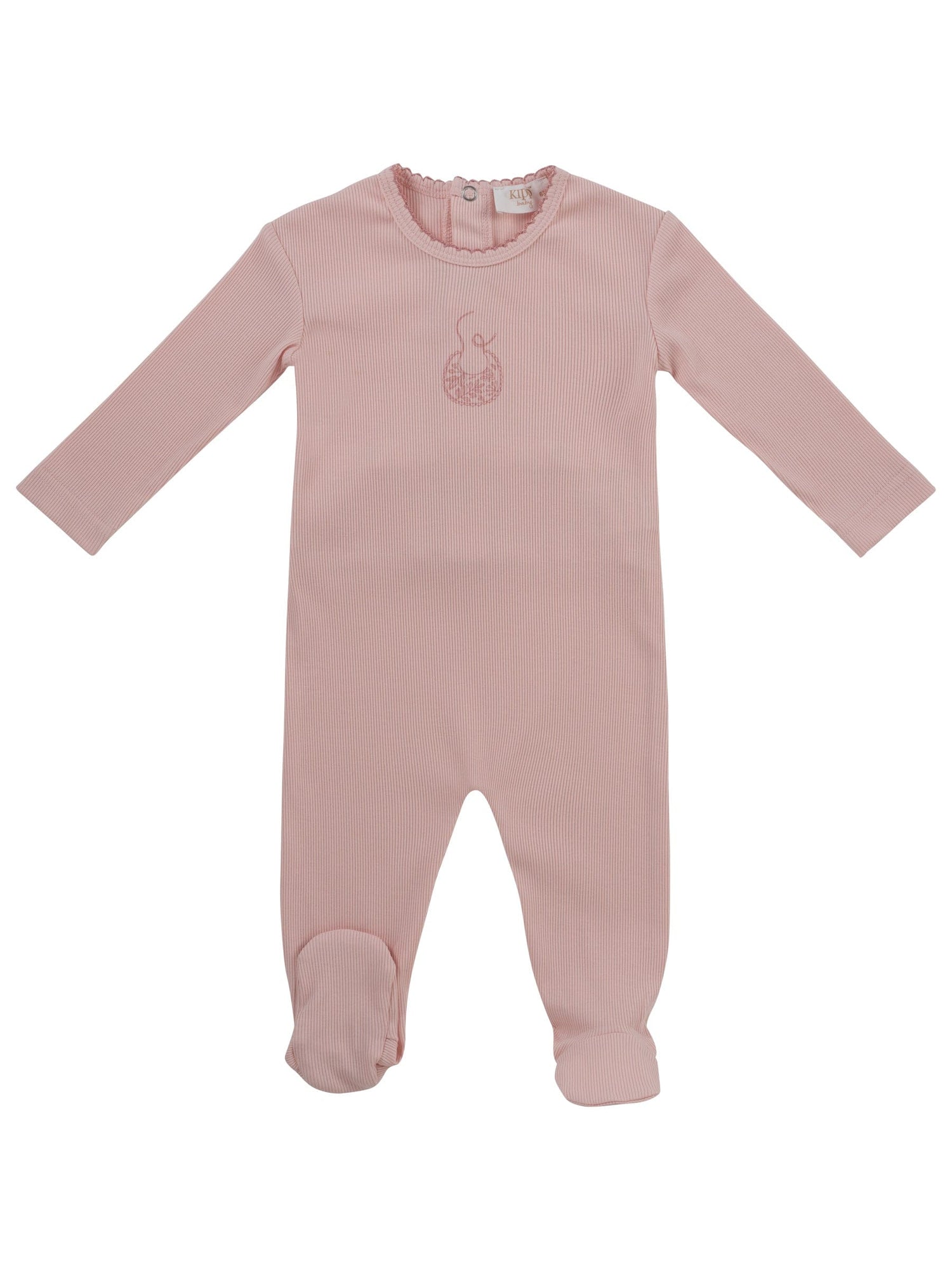 KIPP Collection Footie Baby Onesie Ribbed Knit With Bib Embroidery For Babies by KIPP™ Collection at Everetts Place