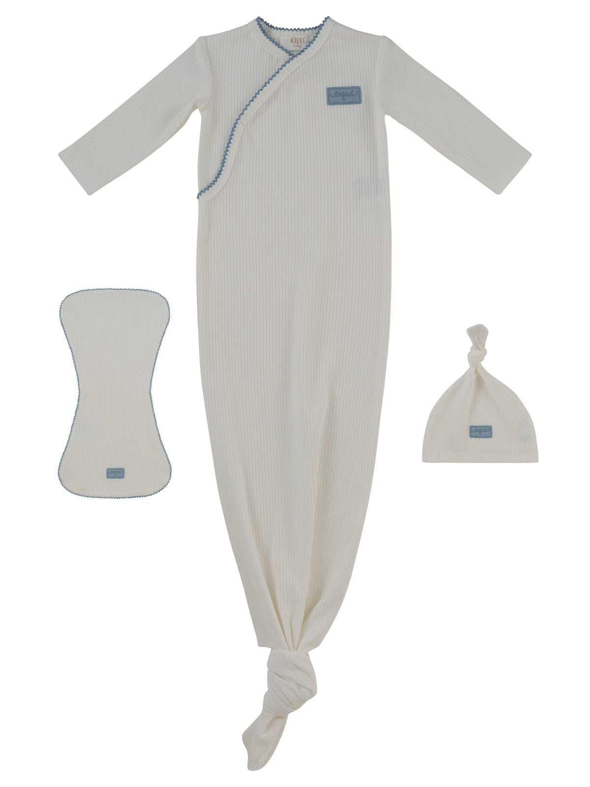 KIPP Collection Knotted Gown Set With Matching Burp Cloth And Hat For Newborns by KIPP™ Collection at Everetts Place