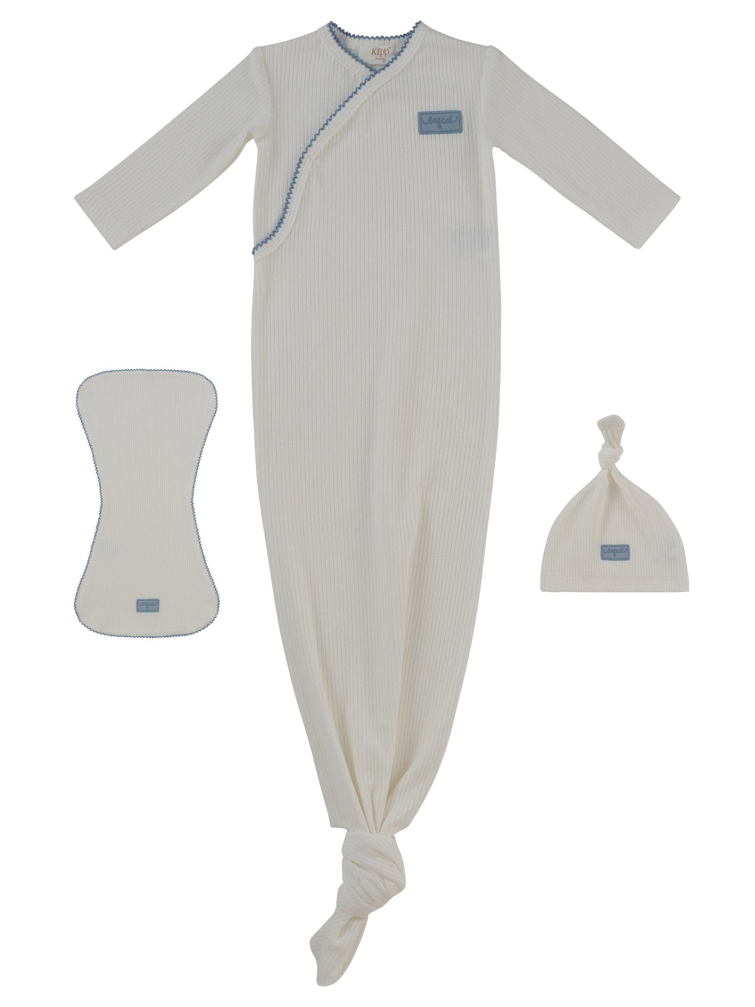 KIPP Collection Knotted Gown Set With Matching Burp Cloth And Hat For Newborns by KIPP™ Collection at Everetts Place