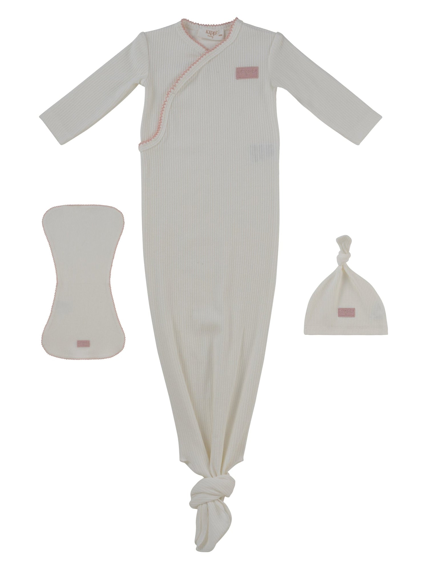 KIPP Collection Knotted Gown Set with Wrap and Burp Cloth for Newborns by KIPP™ Collection at Everetts Place