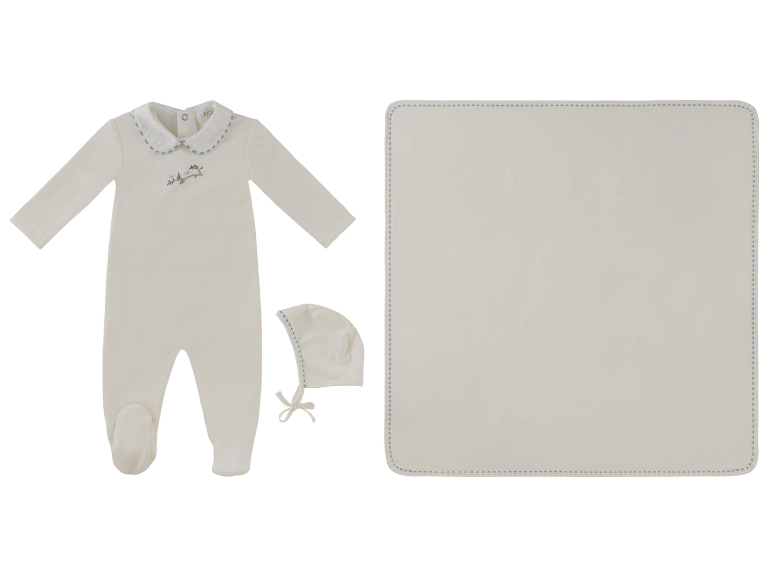 KIPP Collection Collar Footie 3Pc Set With Hat And Blanket For Babies