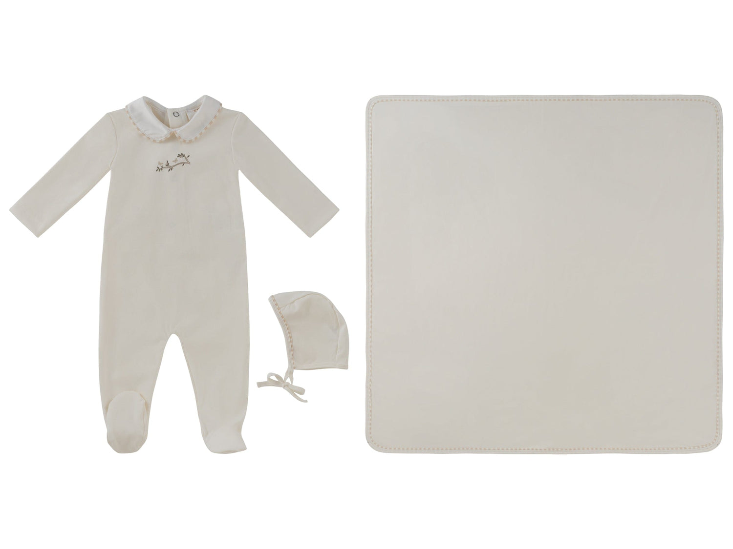 KIPP Collection Collar Footie 3PC Set With Matching Hat And Blanket For Babies