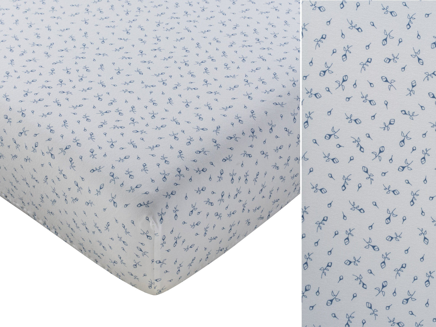 KIPP Collection Fitted Crib Sheet Floral Print Blue for Babies