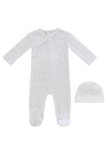 Cable Wrap Footie + Hat - White - Wool, Clothing, Hat | Everetts Place