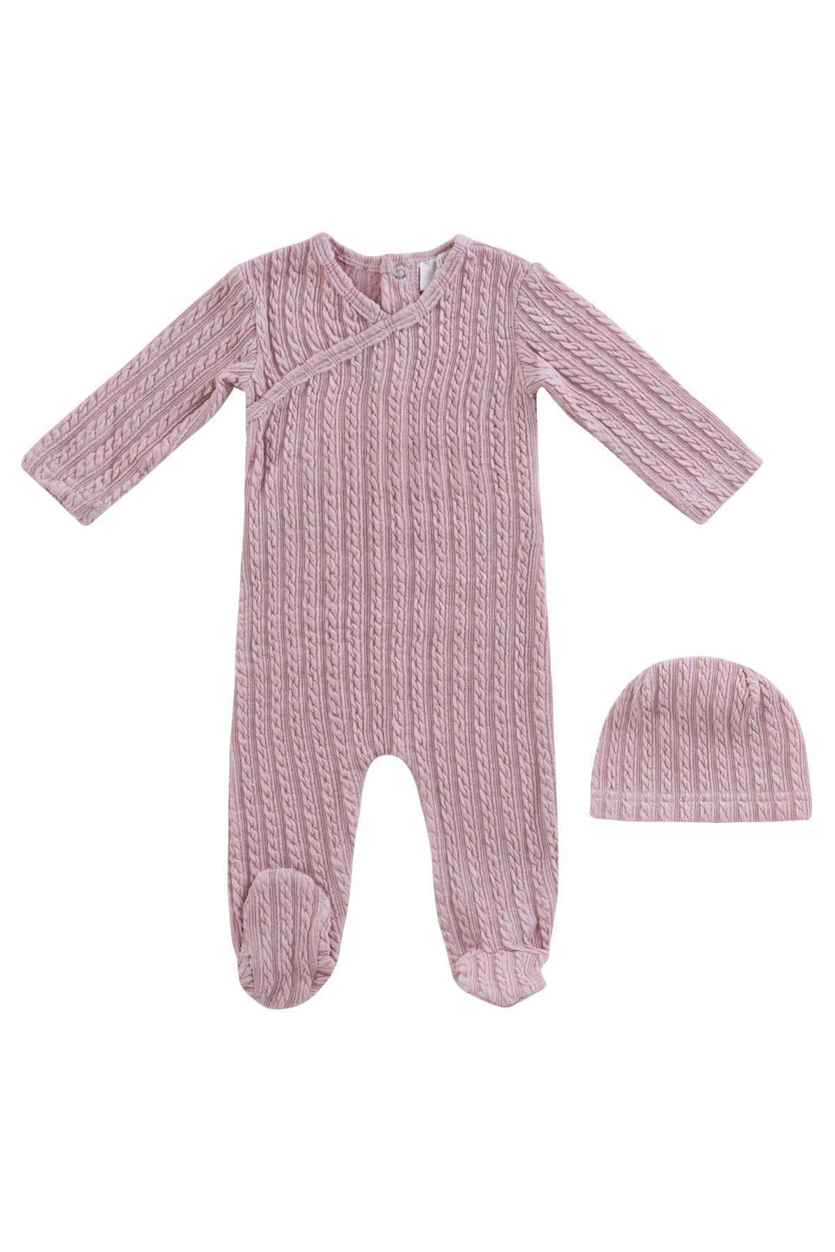 Cable Wrap Footie + Hat - Pink - Baby & Toddler Clothing, Wool, Woolen, One-piece garment, Clothing | Everetts Place