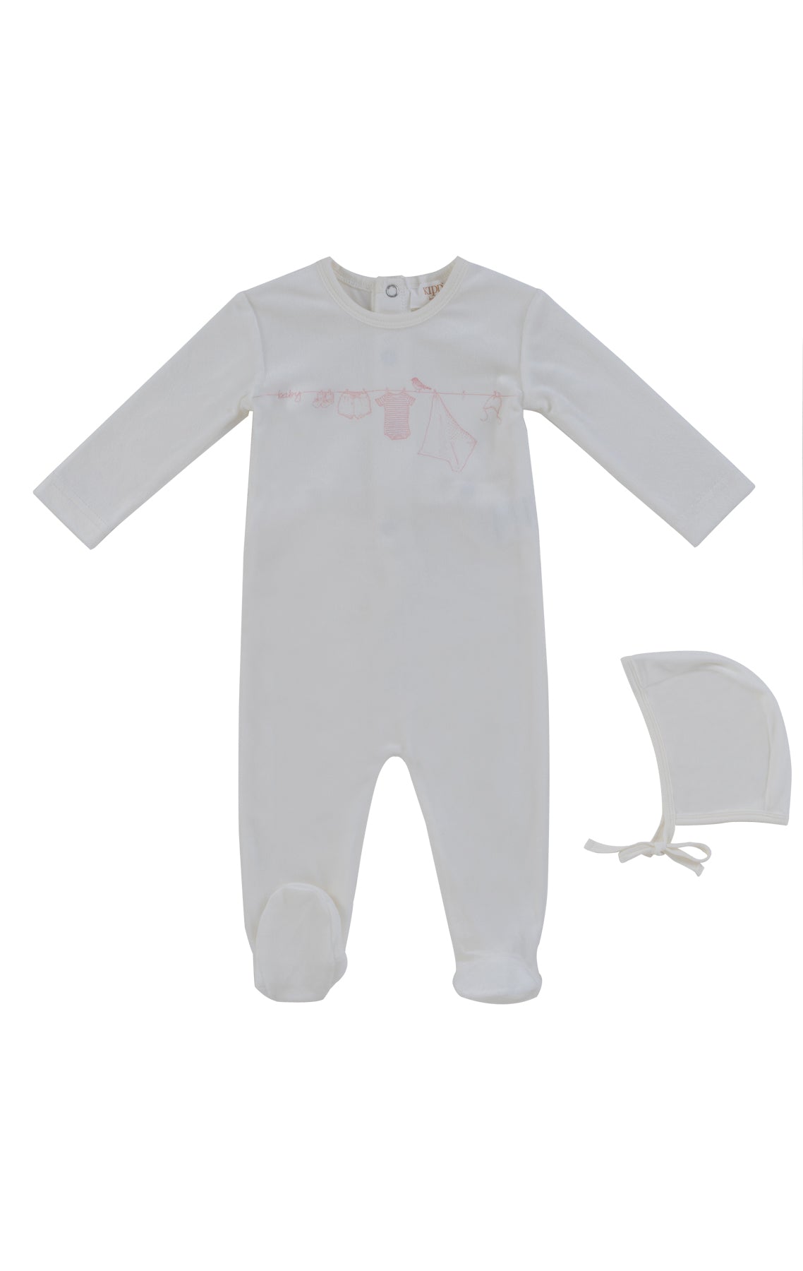 KIPP Collection Footie and Hat Set Velour Pink for Newborns