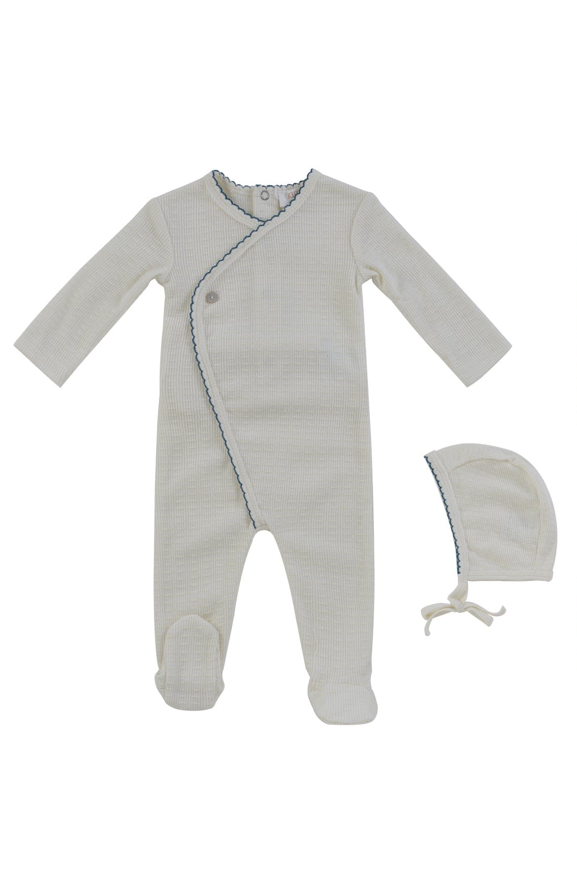 KIPP Collection Baby Gift Set With Textured Knit Wrap Footie Bonnet Newborns