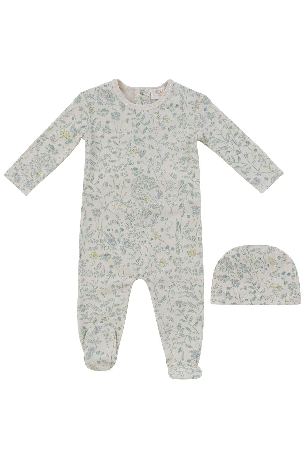 KIPP Collection Footie and Hat Set Floral Print for Baby