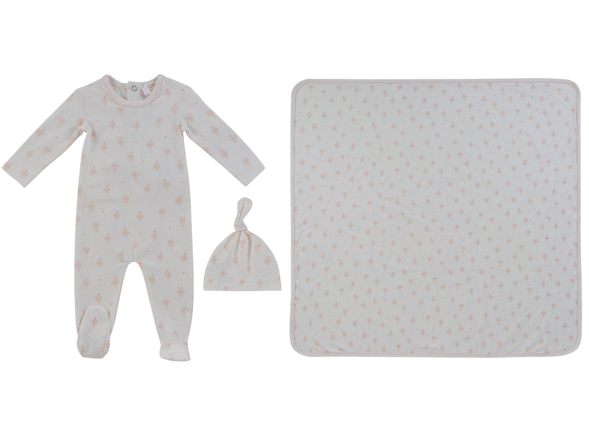 Up & Away Footie 3PC Set - Pink - Clothing, Hat | Everetts Place