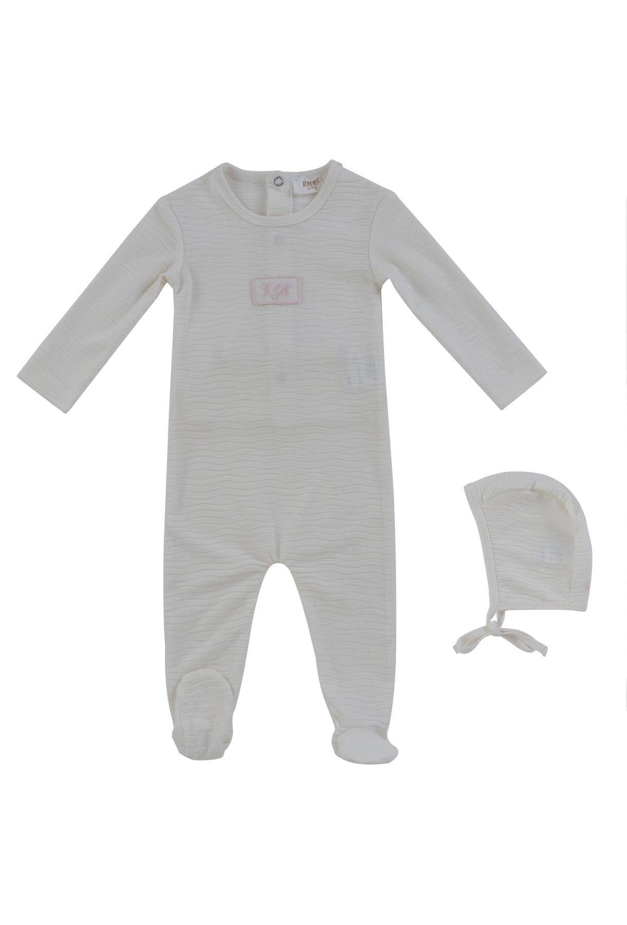 KIPP Collection Baby Footie With Front Patch Detail Hat Set For Newborns