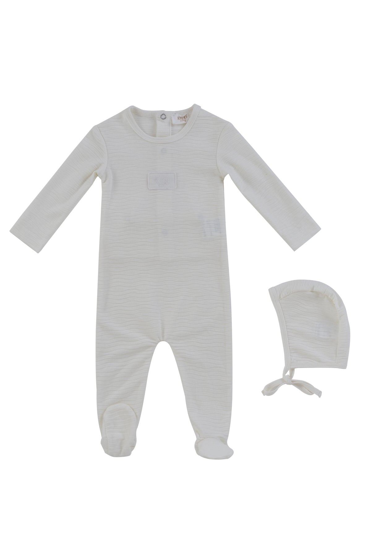 KIPP Collection Patch Footie Hat Set with Front Patch Detail for Newborns
