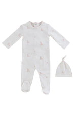 Baby Blocks Footie + Hat - White Pink - Clothing, Hat, Overall | Everetts Place