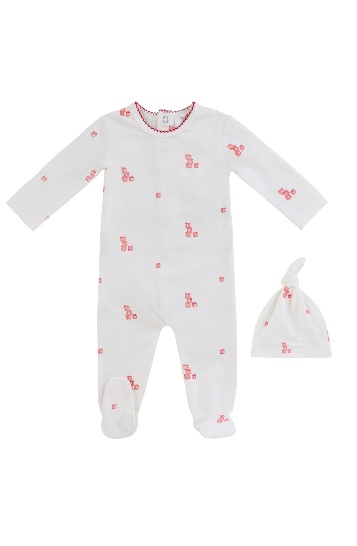 KIPP Collection Baby Footie And Hat Set With Building Block Print For Newborns