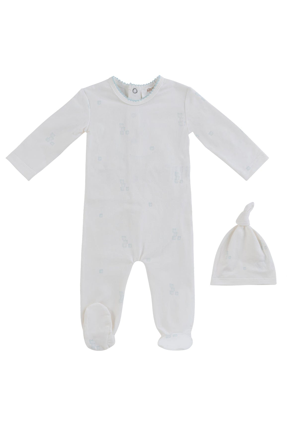 KIPP Collection Baby Footed Onesie Hat Set with Building Block Print for Babies