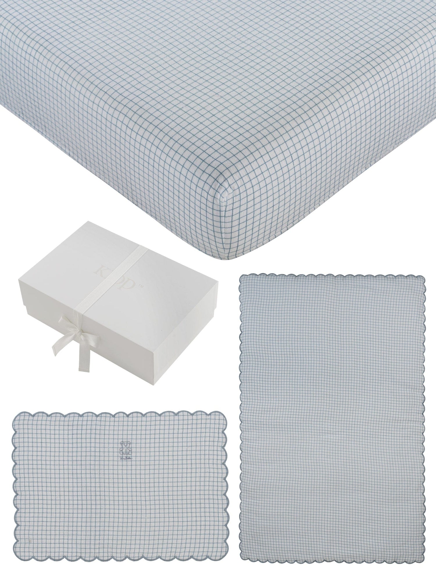 KIPP Collection Blue Crib Bedding Set With Embroidered Edges For Baby Nursery by KIPP™ Collection at Everetts Place
