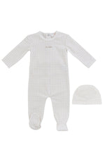 KIPP Collection Footie and Hat Set with Grid Print Embroidery for Newborns by KIPP™ Collection at Everetts Place