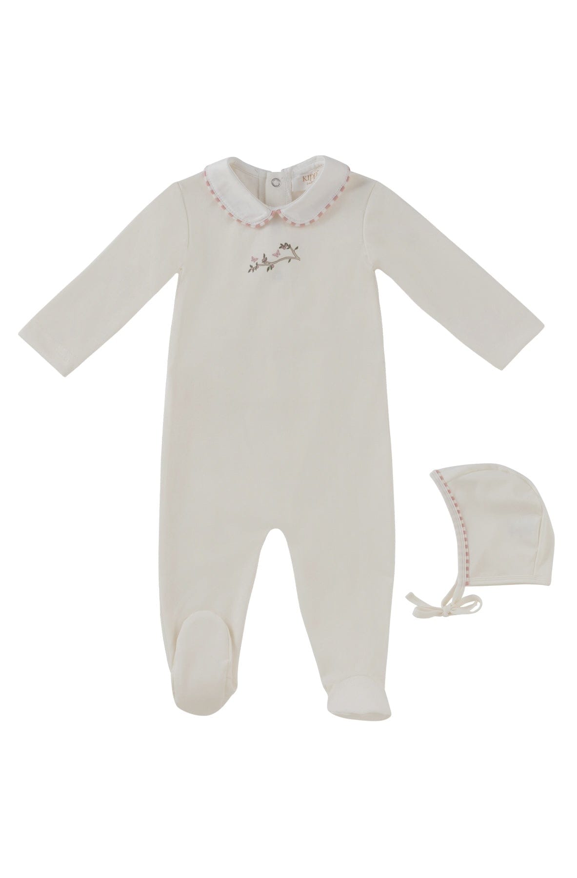 KIPP Collection Footed Onesie Set with Collar Detail and Hat for Babies