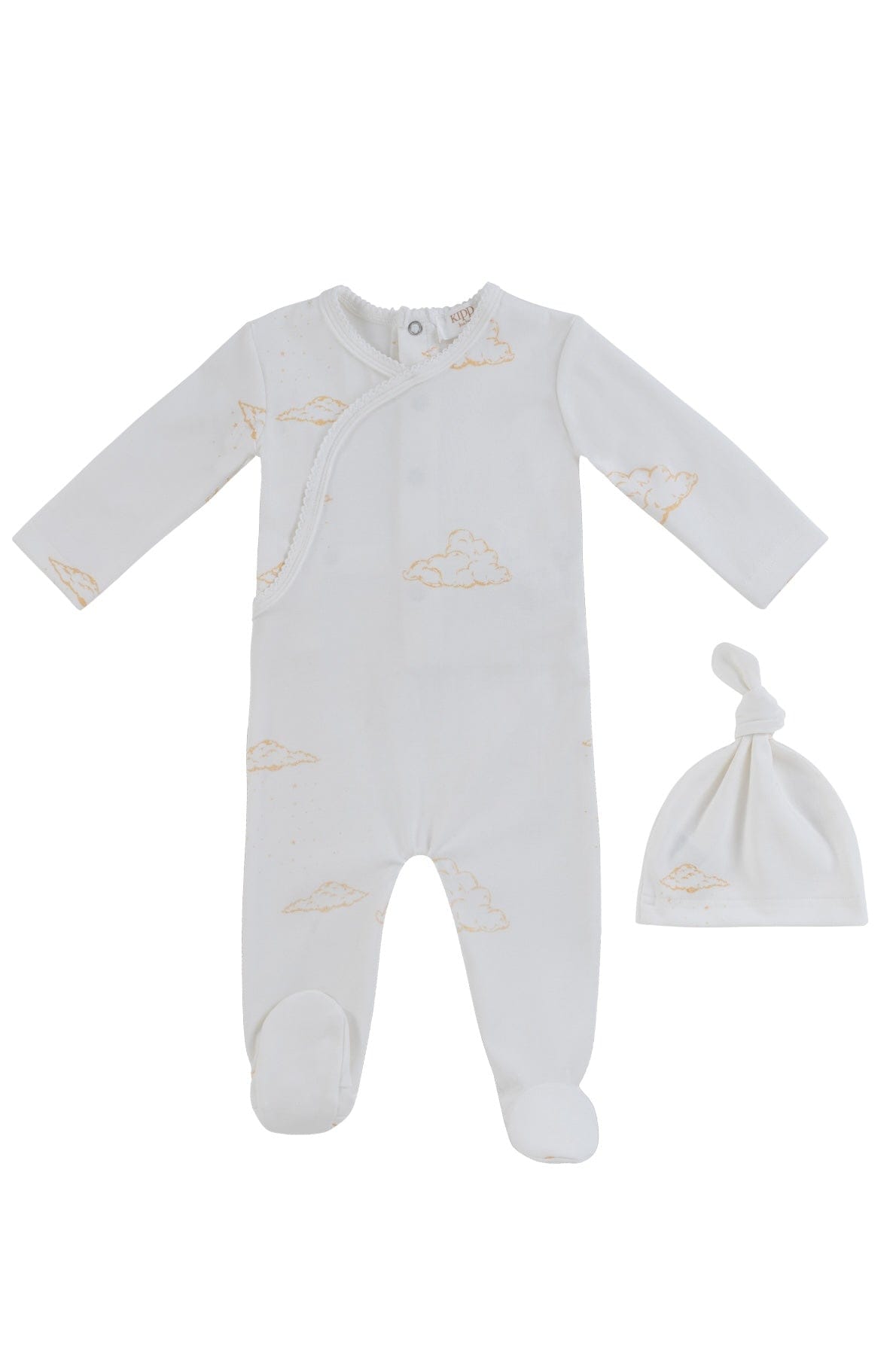 KIPP Collection Baby Wrap Footie With Cloud Detail Hat For Newborns