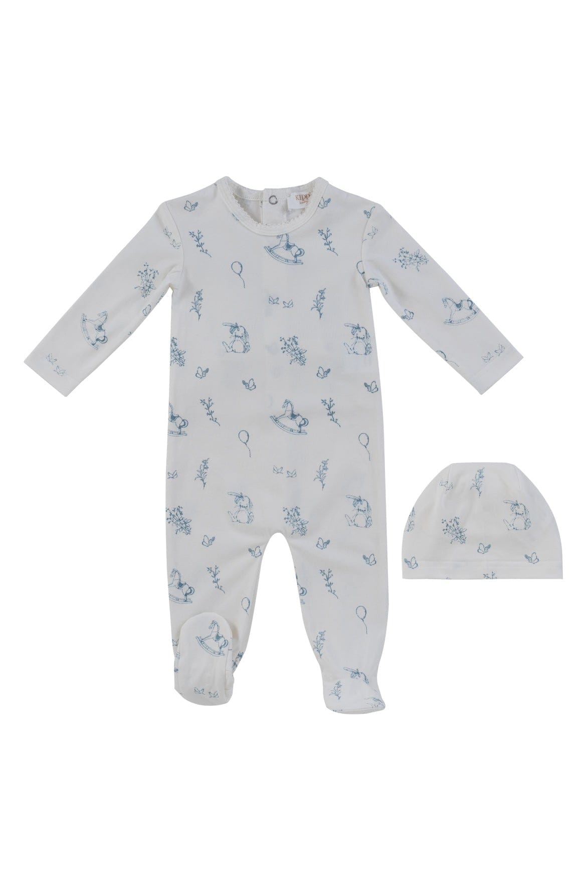 KIPP Collection Baby Footie Set with Hat Graphic Print Snap Closure for Babies