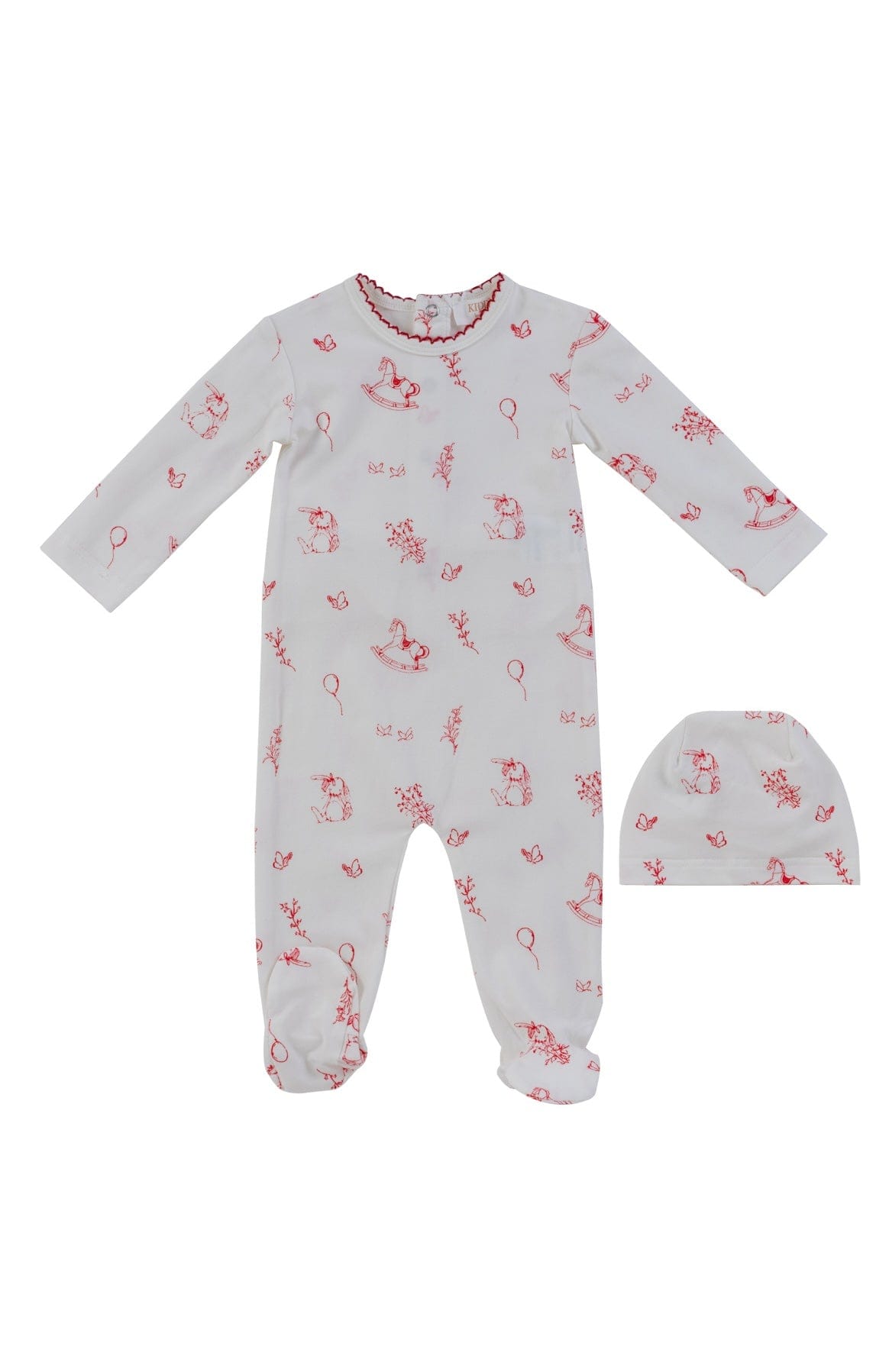 KIPP Collection Baby Footie Onesie and Hat Set with Graphic Print Snap Closure