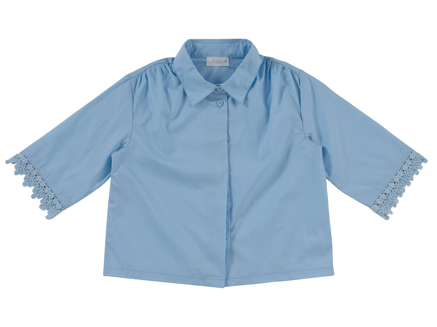 KIPP Collection Collared Shirt With Invisible Buttons And Lace Detail For Women