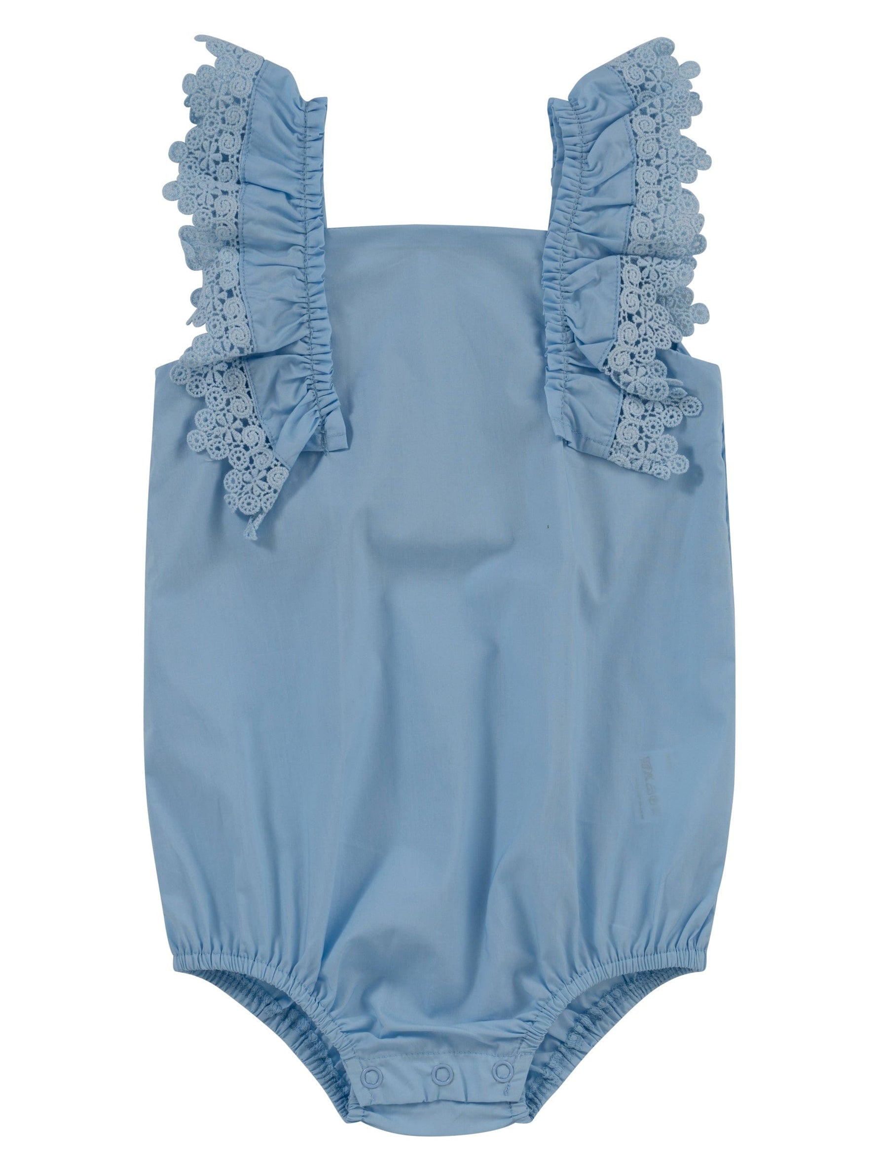 Zoe Bubble - Blue - Baby & Toddler Clothing, Ruffle, Embellishment, Pattern, One-piece garment | Everetts Place