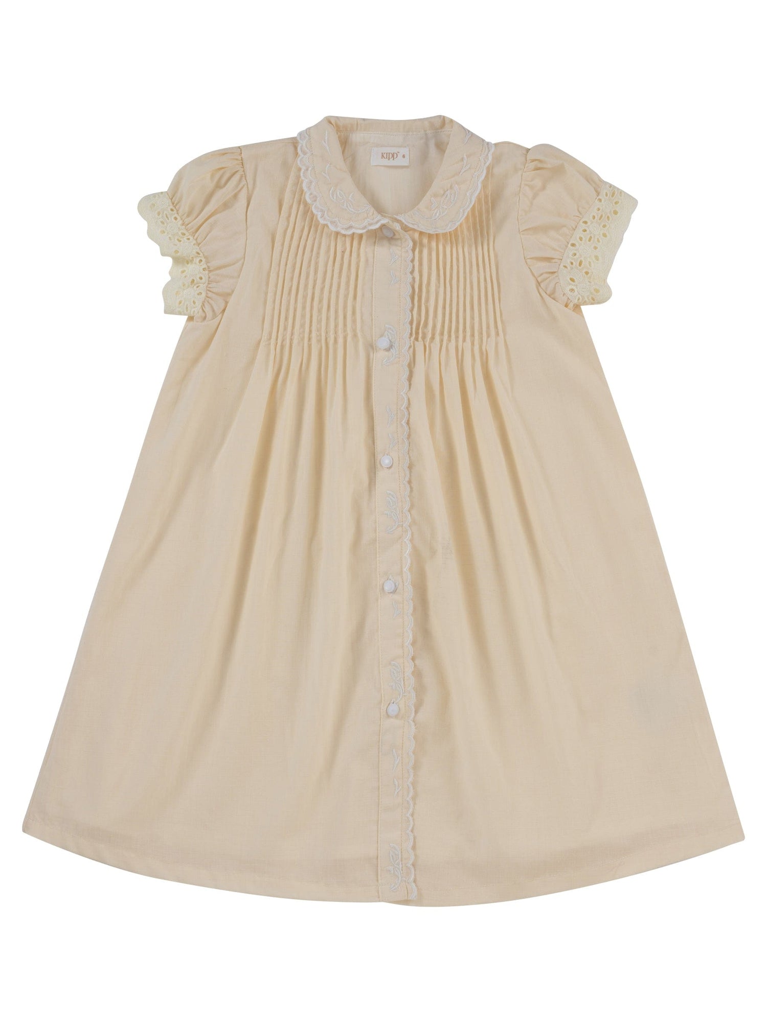 KIPP Collection Short Sleeve Collared Dress with Pearlized Button for Girls