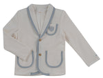Benny Blazer - Blue - Collar, Button, Cardigan, Pocket, Woolen | Everetts Place