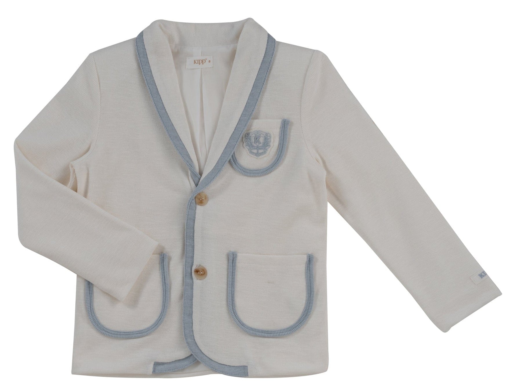 Benny Blazer - Blue - Collar, Button, Cardigan, Pocket, Woolen | Everetts Place