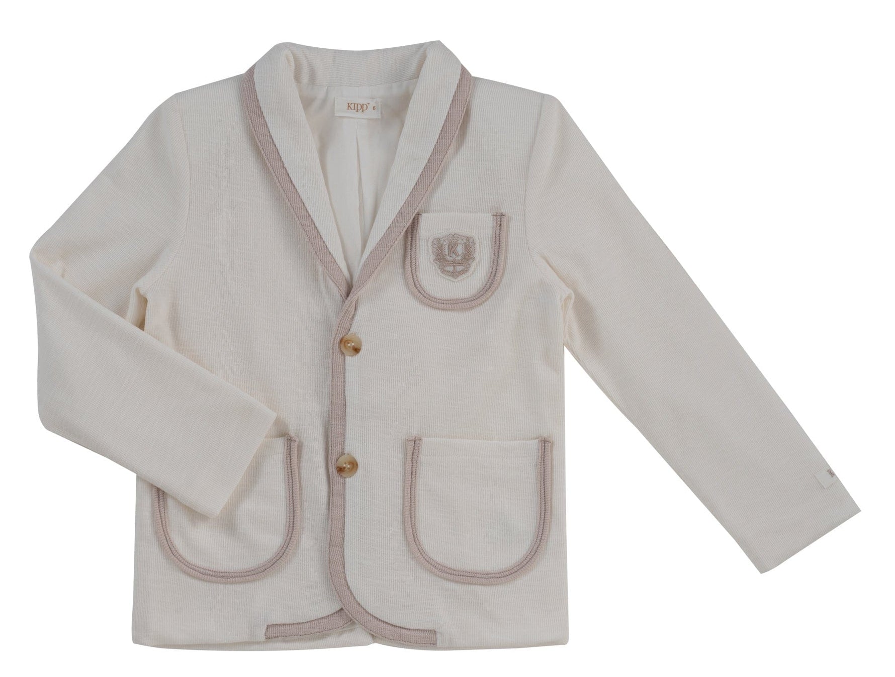 Benny Blazer - Stone - Collar, Button, Pocket, Woolen, Child | Everetts Place